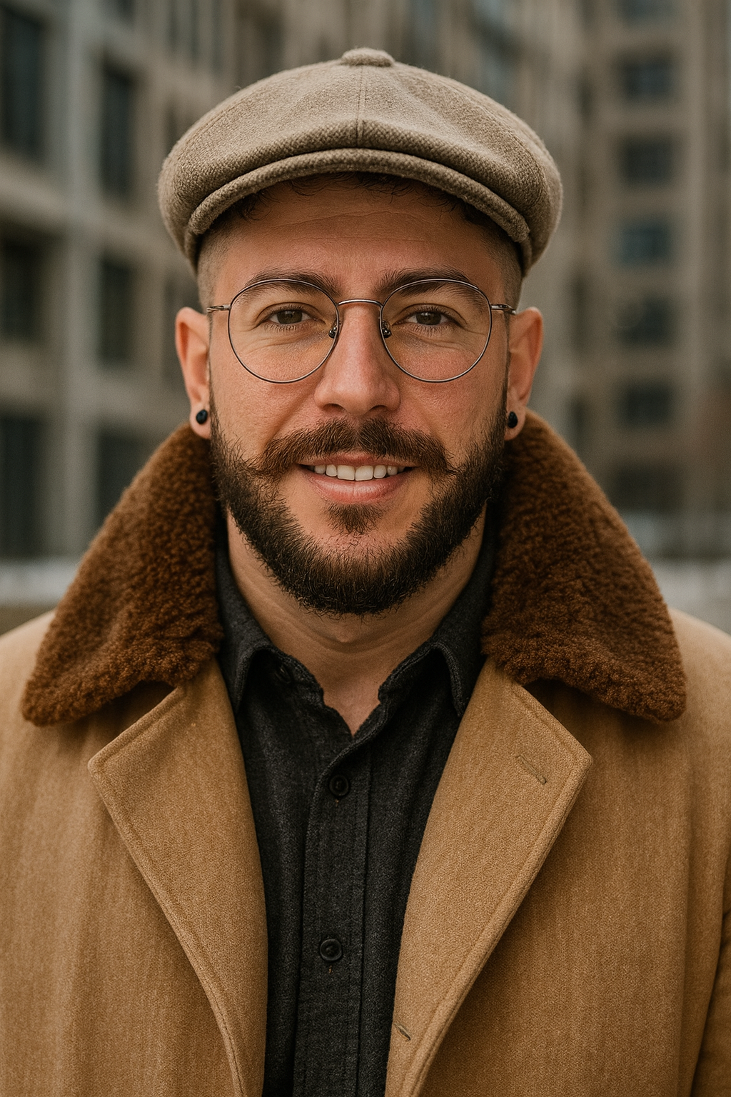 Homem com chapéu e barba elegante