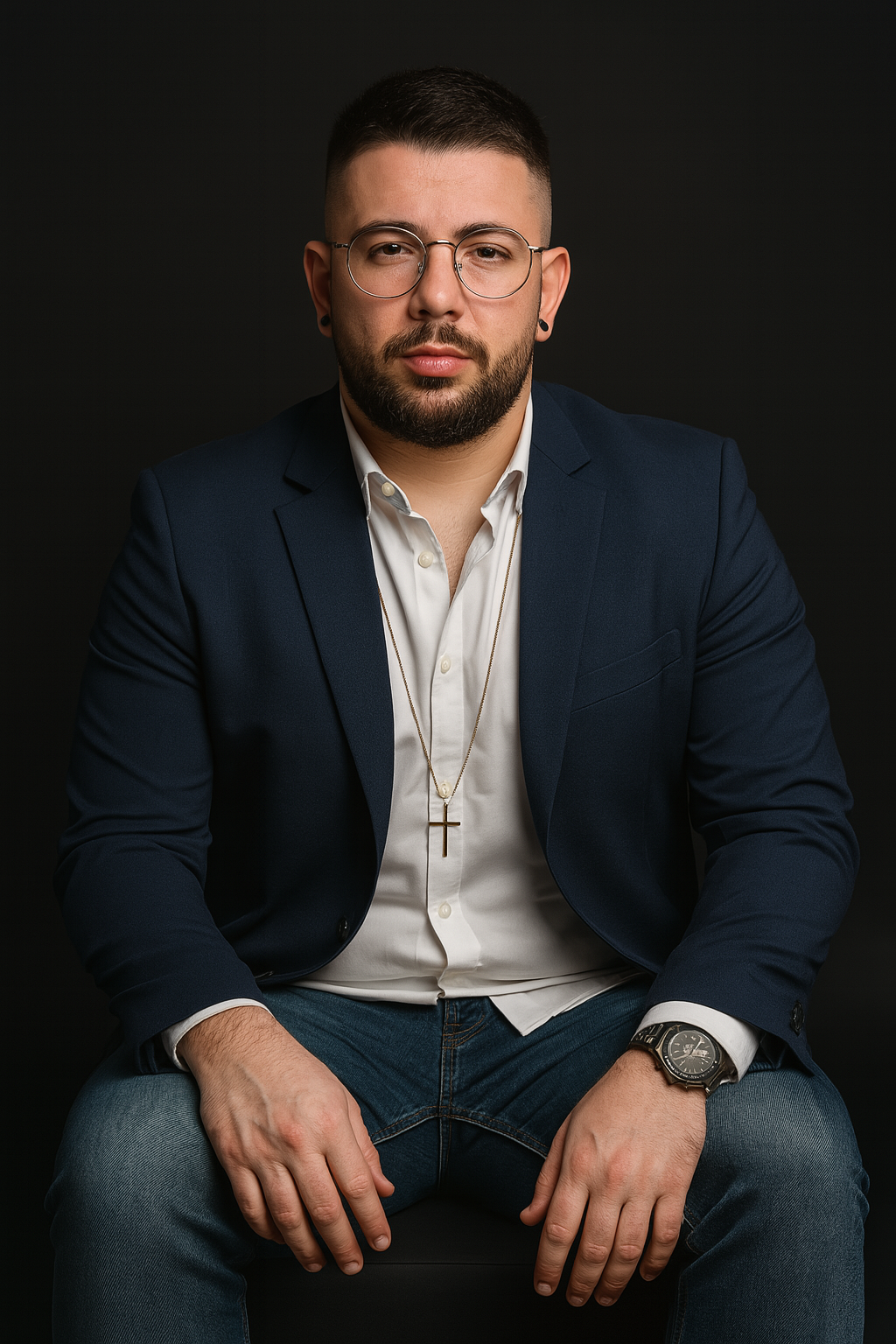 Retrato contemporâneo de homem confiante