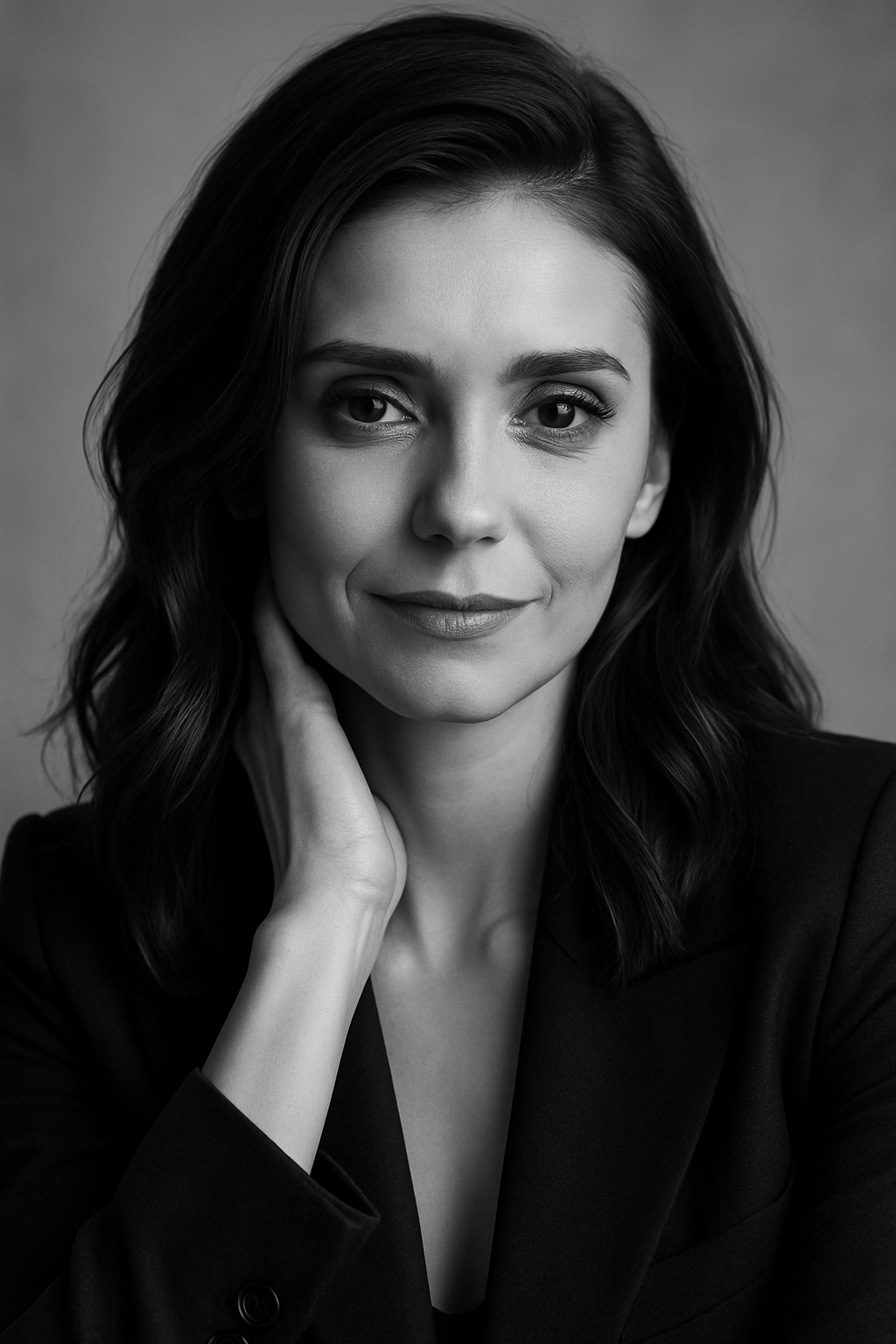 Retrato em preto e branco sereno